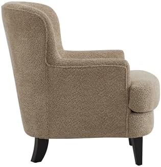 Christopher Knight Home Winnie Accent Chair and Ottoman Set, Living Room/Bedroom Wooden Comfy Reading Chair with Footrest Stool, Boucle Upholstered Wingback Single Sofa, Brown