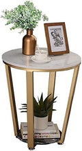 Telephone Table, Side Table Nordic Modern Living Room Marble Coffee Table Iron Art Telephone Table Bedroom Bedside Table 2 Tier Mini Round Table Storage Shelf，Gold (Color