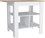 Kitchen Island Pompeya with Three Shelves White Finish | Three-shelf design with white finish and particle board construction