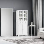 BOTLOG 71" Tall Kitchen Pantry Storage Cabinet, Pantry Cabinet with Drawers and Glass Doors, Freestanding Kitchen Cupboard for Dining Room, Laundry, White