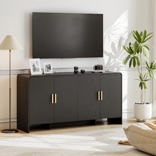 ONBRILL 60" Sideboard Buffet Cabinet with Adjustable Shelves Storage, Black