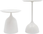 Metal Nesting Tables, Round Side Table Set of 2, White | Pedestal Tables, 17'' & 23'' Height, For Living Room Bedroom Office, Sofa Side and Bedside Console