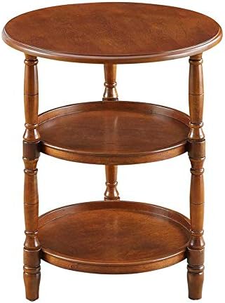 Telephone Table, Small Coffee Table,Telephone Side Table,Living Room Sofa Side Table,Three-Tier Storage Table,Round Solid Wood Table,2 Colors(Color:Walnut,Size:20.0720.07