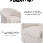 Swivel Accent Chair, Upholstered Velvet Barrel Armchair, Modern Round Single Sofa Seating Comfy Reading Corner Chairs for Living Room Bedroom, Fully Assembled (Velvet Ivory, Set of 2)