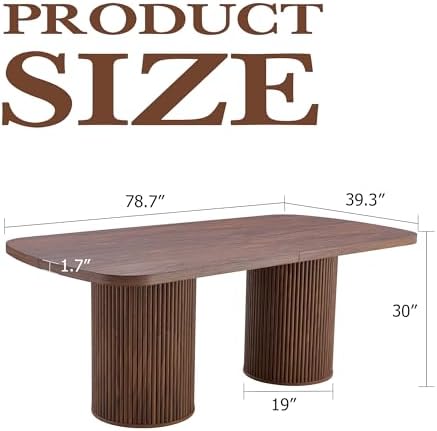 79" Dining Table Set for 8,Large Rectangular Dining Table Set for 8 with Cushioned Chairs,Modern Mid-Century Wood Dining Room Table Set for 8,Ideal for Dining & Gatherings (Walnut)