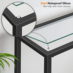 HOOBRO 29.5" Narrow Console Table, Modern Sofa Table Behind Couch Table | Tempered Glass Entryway Table, Small Side Table for Entrance, Living Room, Foyer, Hallway, Bedroom, Black BK07XG01