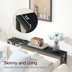 MAHANCRIS 5.9" Narrow Sofa Table with Charging Station, 39.4 Behind Couch Table with Outlet, Slim Entryway Console Table, Small Space, for Hallway, Living Room, Foyer, Black CTHB151E01
