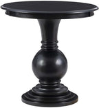 Pemberly Row Set of 2 Round Wood Accent Tables with Pedestal Base in Jet Black