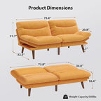 Pipishell Futon Sofa Bed, Modern 66" Futon Couch Convertible to Bed & Lounger, Compact Size, Corduroy Loveseat, Durable Construction - Fits Small Spaces, Apartments,Study Room (Yellow, 66 Inch)