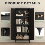 65"H Kitchen Pantry Storage Cabinets with 2 Doors and 3 Adjustable Shelves, Tall Metal Storage Cabinet with Adjustable Feet, White Cupboard for Kitchen, Dining Room, Living Room and Bathroom