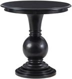 Pemberly Row Set of 2 Round Wood Accent Tables with Pedestal Base in Jet Black