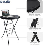 Byliable 28in Folding Cocktail Table, Round Bar Height Table, Black 2-Pack | Foldable Design with Removable Legs, HDPE Tabletop, 43.3 in Tall, Indoor Outdoor for Parties, Patios, Weddings, Events