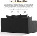 3 Seater Couch for Living Room, Convertible Futon Sofa Bed Comfy Pull Out Couch with 5 Pillows & Detachable Washable Cover, Upholstered Floor Sofa in A Box, No Assembly Required, Black