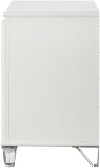 Pearl White 2-Drawer Nightstand with Acrylic Crystal Legs,for Small Spaces