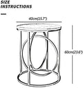 Telephone Table, Marble Side Table Round Coffee Table Telephone Table for Living Room Bedroom,Golden Wrought Iron Base,40x60CM (White