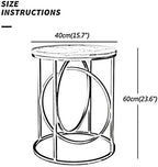 Telephone Table, Marble Side Table Round Coffee Table Telephone Table for Living Room Bedroom,Golden Wrought Iron Base,40x60CM (Color:Black)
