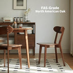 Walnut Dining Chairs Set of 2, Solid Oak Wood | Mid Century Modern, Armless & Curved Back. Heavy Duty 400 LBS, Easy Assembly. for Kitchen, Dining Room & Breakfast Nook