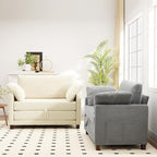 51" Convertible Loveseat Sofa Bed, 2-in-1 Folding Sofa Bed with 2 Pillow for Small Spaces, Modern Loveseat Sleeper Couch for Apartment, Living Room & Guest Room (Light Grey Corduroy, 51 inch)