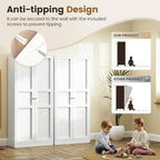 Yizosh Metal Storage Cabinet - 71" White Kitchen Pantry with 2 Doors and 4 Adjustable Shelves, 4-Tier Tall Steel Locker for Living Room, Dining Room
