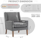 COLAMY Modern Wingback Living Room Chair Set of 2, Upholstered Fabric Accent Armchair, Single Sofa Chair with Lounge Seat and Wood Legs for Bedroom/Office/Reading Spaces, Gery
