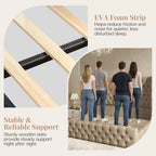 Jocisland Queen Bed Frame Upholstered Wingback Headboard & Footboard,Khaki