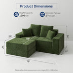 Cloud Modular Sectional Sofa, Comfy Couch for Living Room, Modern L-Shaped Couch with Reversible Chaise, Customizable Sleeper Sofa with Non Slip, No Assembly & Deep Seat, Green