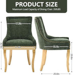 Olive Green Upholstered Dining Chairs Set of 6, Gold Stainless Steel Legs | High back; nailhead trim; modern style; 400 lb capacity dining chairs for Kitchen; easy assembly;accent kitchen chairs