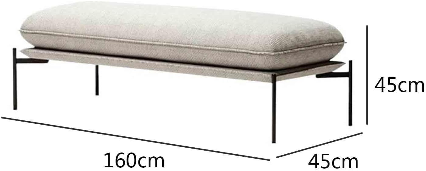 Modern Stainless Steel Bed end Stool Bedroom Dressing Room Rest Area Fabric Shoe Changing Entryway(Large)