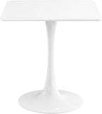 Square Dining Tulip Table for 4, Mid-Century Modern Table with Sturdy Metal Pedestal for Kitchen, Bistro, Cafe, Leisure (White, 27.6 INCH)