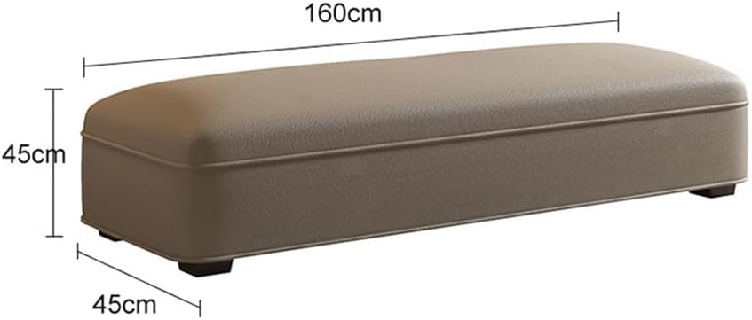 Modern Bed End Stool Bedside Modern Bedroom Leather Couch Cloakroom Long Bench Entryway(Light Gray)