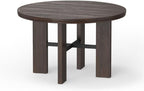 Pemberly Row 2-in-1 Game & Dining Table, 48-Inch Round Table with Flip-Top, Faux Leather Game Surface, Multi-Purpose Home Table, 30" Hx48 Wx48 D