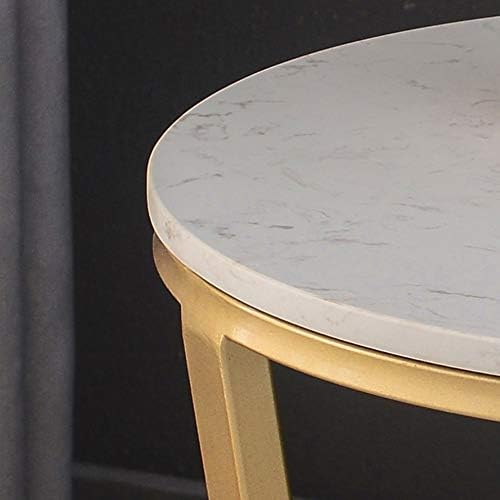 Telephone Table, Side Table Nordic Modern Living Room Marble Coffee Table Iron Art Telephone Table Bedroom Bedside Table 2 Tier Mini Round Table Storage Shelf，Gold (Color