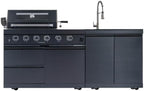 Premium Stainless Steel Outdoor Kitchen Island with Built-in Grill, Rotisserie, Wine Cooler, Granite Countertop and Storage