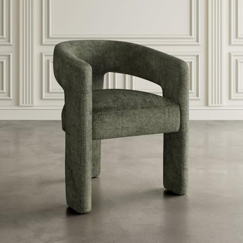 Jofran Gwen Jacquard Upholstered Accent Chair, Modern Luxury Plush Sculptural Armchair for Dining Room or Living Room, Chairs Living Room, Forest, Set of 4