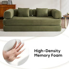 78" Convertible Floor Sofa Bed, Couches for Living Room, Green
