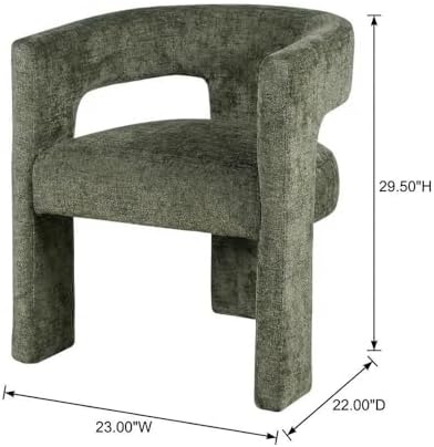 Jofran Gwen Jacquard Upholstered Accent Chair, Modern Luxury Plush Sculptural Armchair for Dining Room or Living Room, Chairs Living Room, Forest, Set of 4