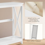 Yaheetech Narrow White Entryway Console Table, 2-Tier X-Frame Storage Shelf | Slim Depth Fits Small Entry Ways, Hallways and Living Rooms, Lower Tier for Storage and Decor, Rubber Wood and Particleboard