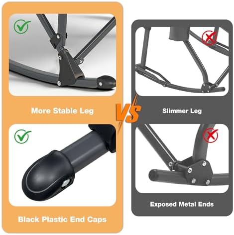 Rocking Camping Chair for Adults, Portable Chairs with Cup Holder and Side Pocket, Outdoor Folding Rocker Chair (Black)