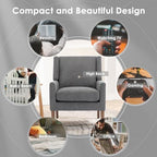 COLAMY Modern Wingback Living Room Chair Set of 2, Upholstered Fabric Accent Armchair, Single Sofa Chair with Lounge Seat and Wood Legs for Bedroom/Office/Reading Spaces, Gery