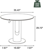 POVISON Round Dining Table, 35" Modern Sintered Stone Kitchen Table for 2 with Stable Carbon Steel Base, Pandora Small Circle Dining Room Tables for Kitchen, Living Room, Bistro(Table Only)