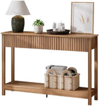 Treocho 47" Fluted Console Table with 3 Drawers and Storage Shelf | Narrow Long Entryway Table,Behind Couch Accent Tables, Entrance Foyer, Hallway, Living Room, Brown