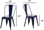 AC Pacific 18 Inch Seat Height Industrial Metal Dining Chairs, Stackable Kitchen or Bar Seat, Durable Modern Design, Versatile Accent Furniture, Set of 2, Dark Blue