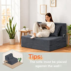 Folding Sofa Bed, Convertible Sleeper Chair Bed, Floor Sofa with Bag | Fold out chair bed/ couch bed, Foam floor futon sofa bed with pillow for guest/ visitor use as temporary floor bed, for adult