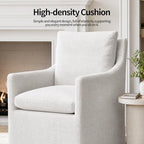 DUHOME Upholstered Dining Chair,Linen Accent Chair for Living Room,Single Sofa with 4 Casters,Upholstered Armchair for Bedroom Reading Waiting Kitchen Dining Room