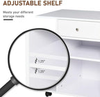 23.5" W x 15.75" D x 27" H White End Table, Side Table, Mobile Printer Table with Storage Shelf, Rolling Printer Cart with Wheels for Home Office, Stand for Heat Press Mini Fridge (White)