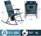 Timber Ridge 3-Level Adjustable Rocking Camping Chair, Ergonomic Padded High Back, Supports 300 LBS, Stable Anti-Tip Rocker, Hard Armrests for Easy Standing, Portable for Patio, Lawn & Tailgating