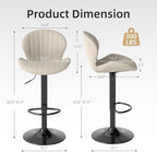Youhauchair Velvet Fabric Counter Height Bar Stools Set of 3, Beige | Modern, Height Adjustable, Swivel, Armless, Kitchen Island Chairs with Back & Footrest, Soft, Upholstered Dining Room Chair