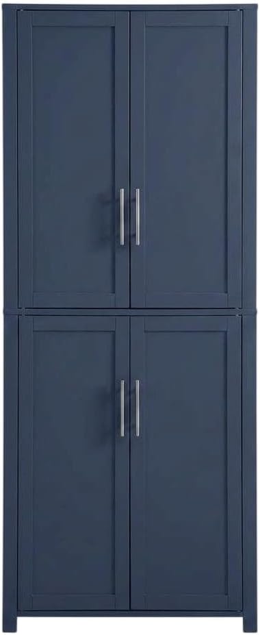 Furnifact Blue Tall Kitchen Storage Pantry, Food Organization, Anti-Tip Mechanism, Floor Clearance, Durable Construction, Spacious Design