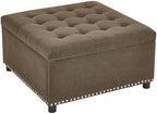 30 inch Large Square Storage Footstool Coffee Table with, Ample Space - Perfect for Living Room Storage