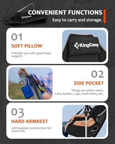 KingCamp Hammock Chair with Footrest, Heavy Duty Swinging Chairs 400lbs | Folding Hammock Camping Chair, Oversized Rocking Chair with Cup Holder, Portable Camp Chairs for Outdoor Beach Lawn RV Sports